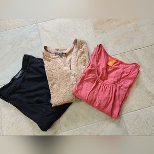 Lot of 3 woman's 3/4 length sleeve tops. Size small.